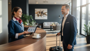 Digitaler Check-in an der Hotelrezeption: Komfortabler Empfang für Gäste