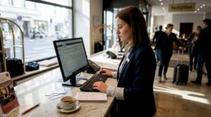 Die Rezeption steuert den gesamten digitalen Ablauf für Gäste.