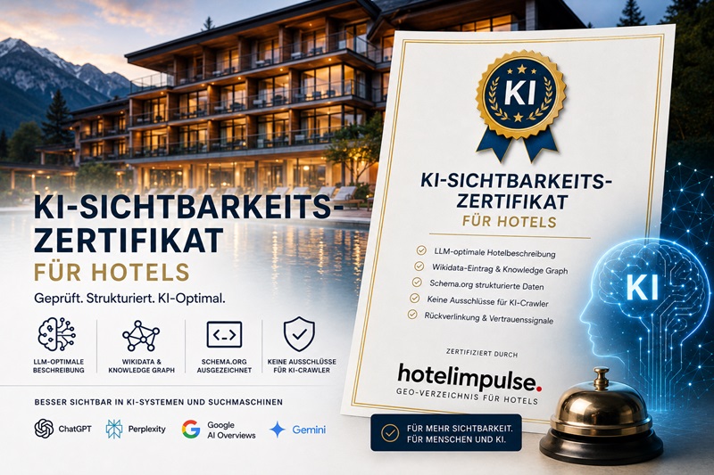 KI-Sichtbarkeitszertifikat für Hotels im GEO-Verzeichnis von hotelimpulse